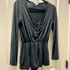 Sage the Label Slate Lace-Up Romper